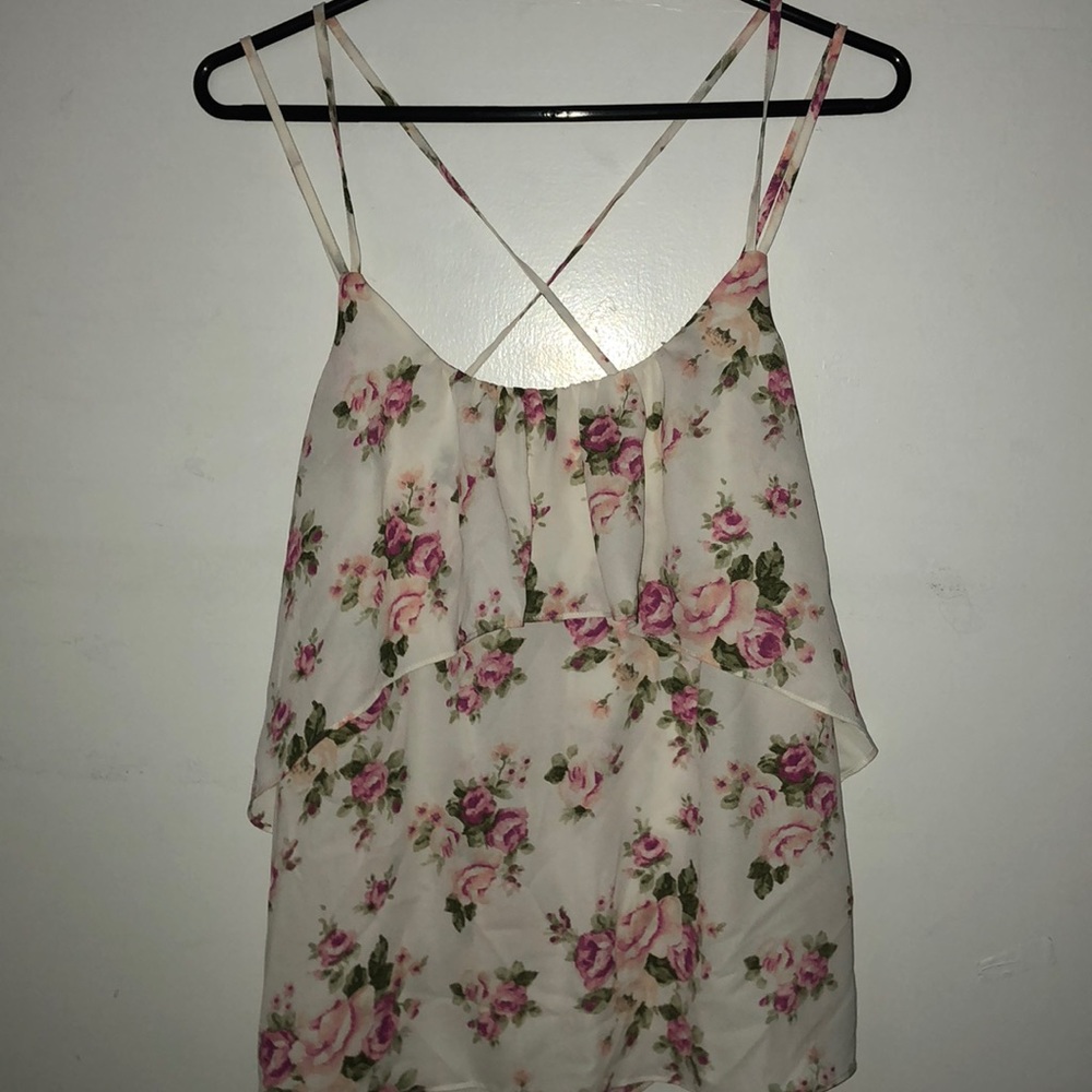cream floral flowy cami